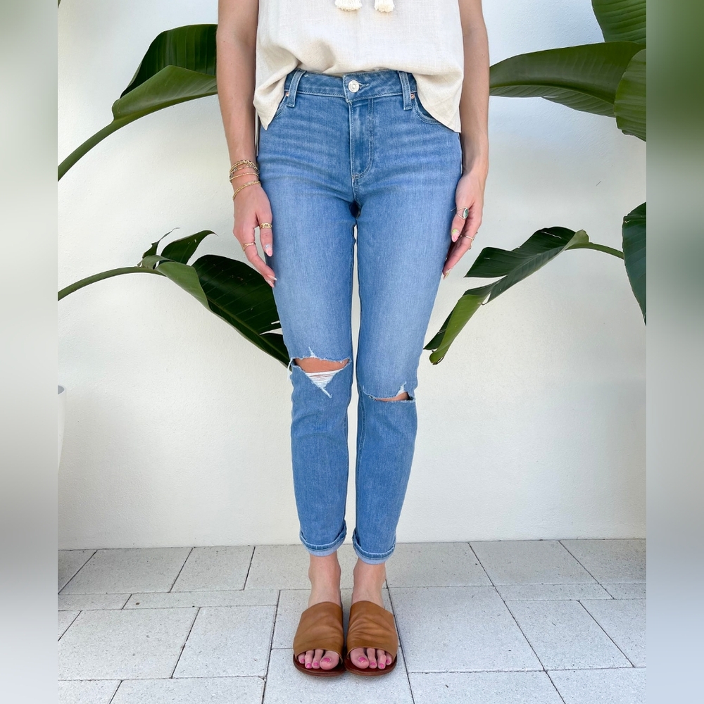 NWT Paige Jeans Size 26 Brigitte Skinny Boyfriend Crop Light Wash